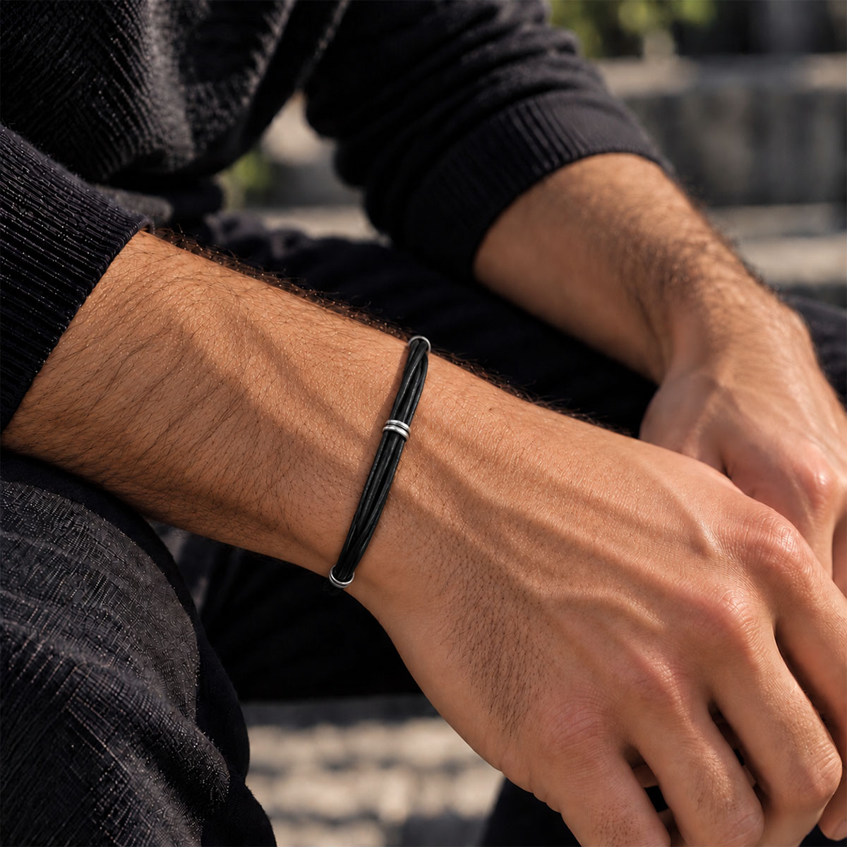 Pulseira Couro Fios