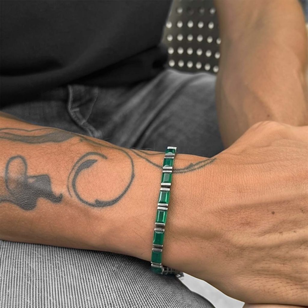 Pulseira Riviera Retangular Crisoprásio Pulseira Riviera Retangular Crisoprásio