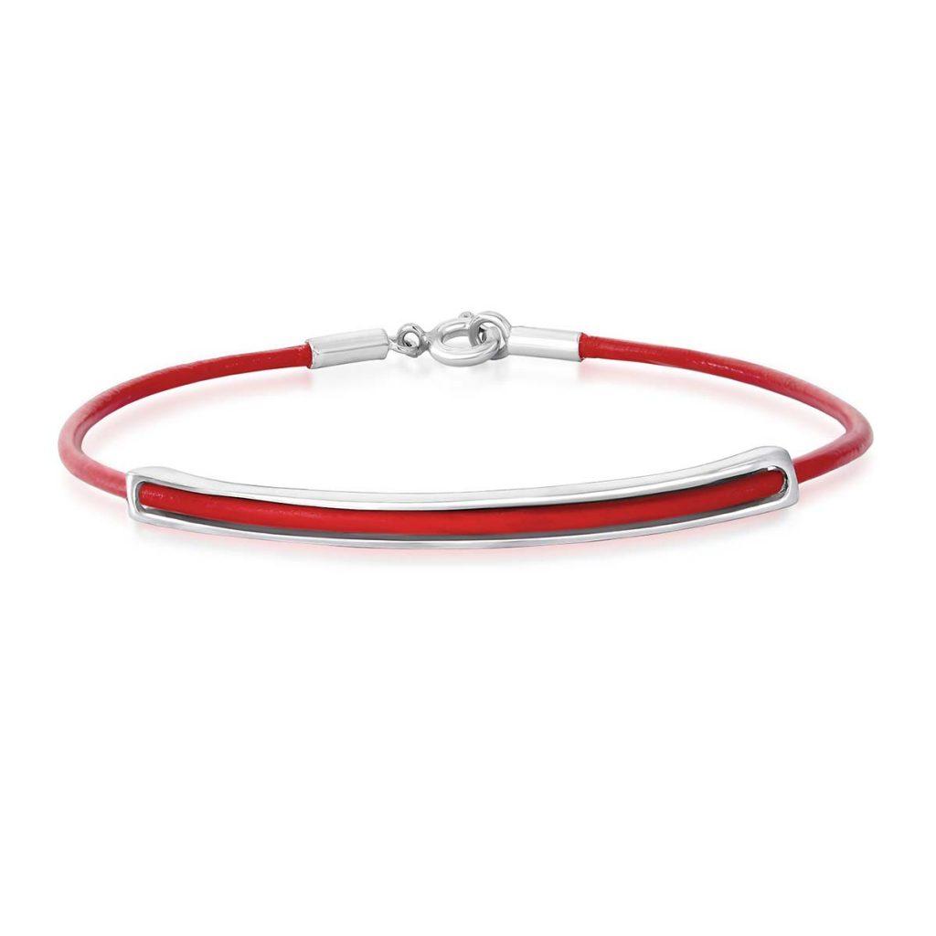 Pulseira Couro Tubo Vermelho