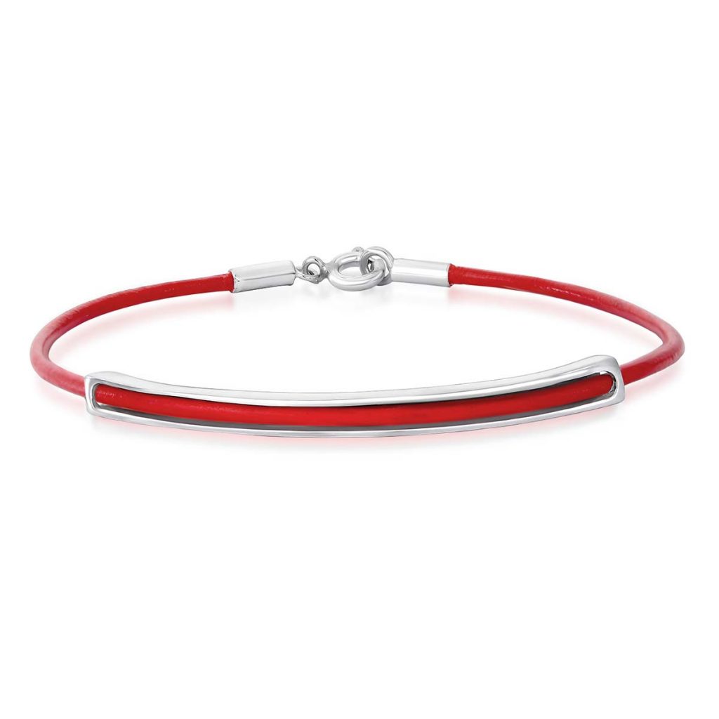 Pulseira Couro Tubo Vermelho