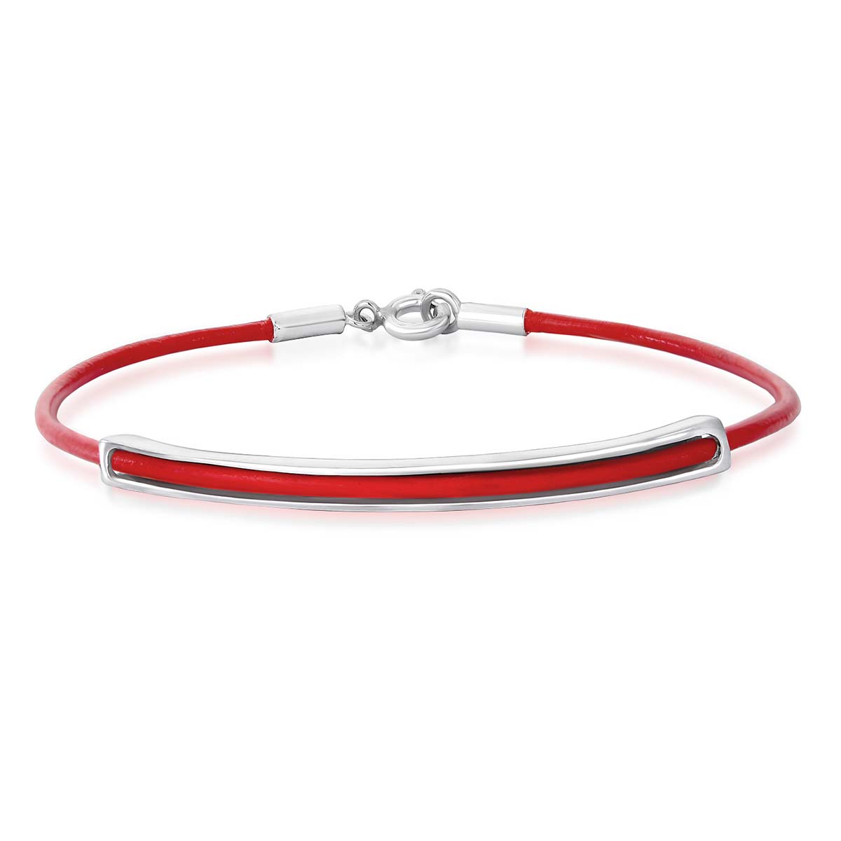 Pulseira Couro Tubo Vermelho