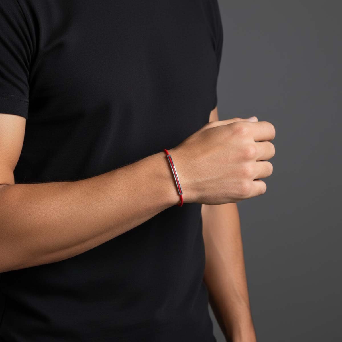 Pulseira Couro Tubo Vermelho