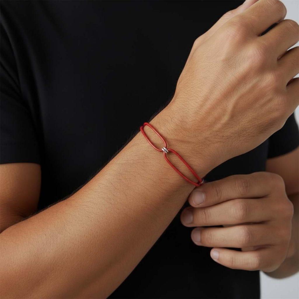 Pulseira Couro Vermelho Duplo Pulseira Couro Vermelho Duplo