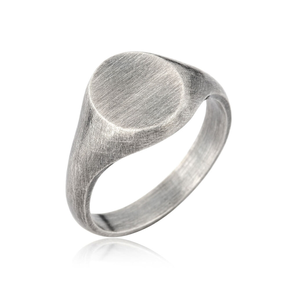 Anel de Sinete Oval Oxidado Pequeno
